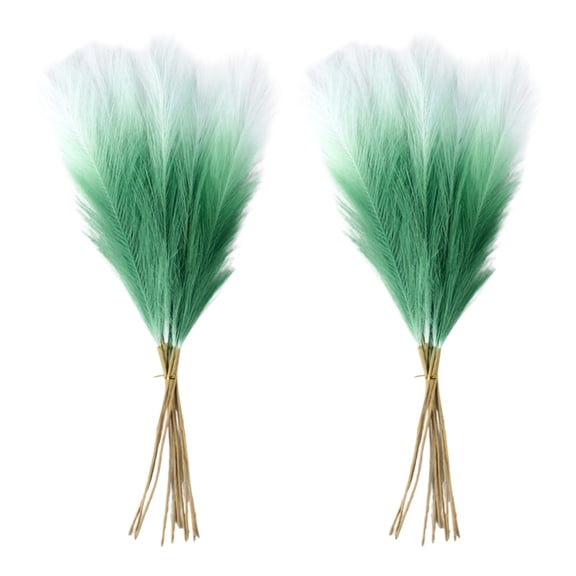 20 Pack Artificial Pampas Grass Bouquet, Plastic Non-Shed Faux Dried Reeds with Cuttable Flexible Stems, Boho Floral Arrangement for Home Wedding Vase Decor Green