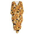 thumbnail image 5 of FKELYI Women's Kaftan Plus Size Swimwear Coverup for Summer Beach Cover Up Batwing Sleeves Beachwear Daisy Flower Honeycomb Print V-Neck Maxi Beach Dress Loungewear, 5 of 7