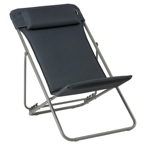 Lafuma Maxi Transat Plus Padded Compact Foldable Sling Chair, Dark Gray