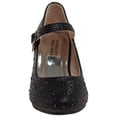 thumbnail image 3 of Badgley Mischka Little Kids Girls Block Heel Rhinestone Dress Shoes,   Black, 3, 3 of 8