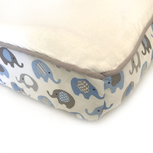 Vera Elephant 100 Cotton Velour Baby Changing Pad Cover (Blue Grey