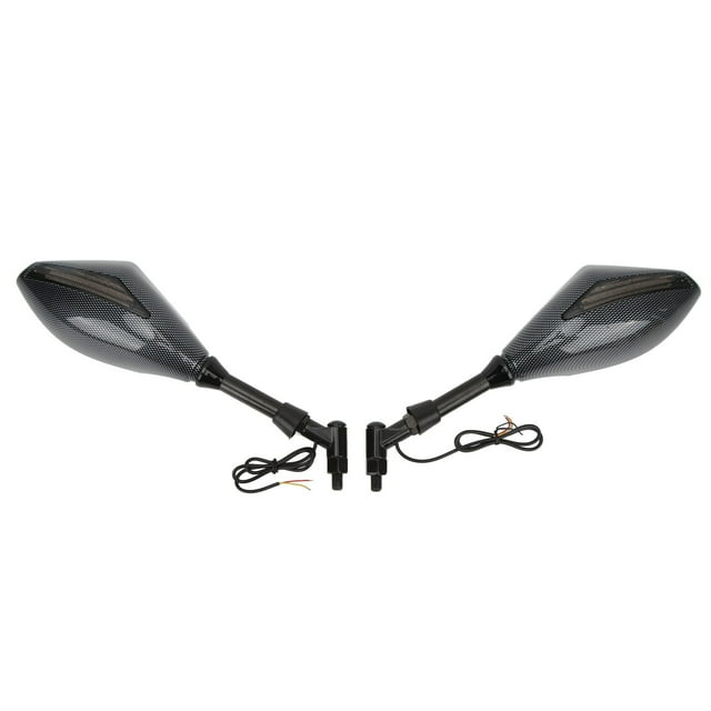 Motorcycle Side Mirror With Turn Signal, Motorbike Rearview Mirror Universal Weatherproof Left Right For Modification Carbon Fiber Style