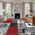 thumbnail image 3 of 8x10 Washable Area Rug, Geometric Patchwork Non-Slip Extra Large Rectangle Rug for Living Room Bedroom, Vintage Black Red Miu Deer Abies Indoor Floor Mat for Home Decor, 3 of 9