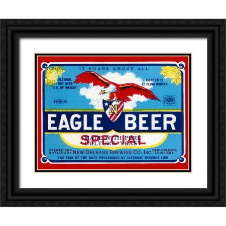 Vintage Booze Labels 14x12 Black Ornate Wood Framed with Double Matting Museum Art Print Titled - Eagle Beer Special