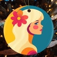 thumbnail image 4 of Blonde Girl Christmas Ornament Beautiful Girl Customized Round Ceramic Ornament Xmas Tree Decorations Flat Circle Ceramic Ornament Gifts Keepsake for Family, 4 of 5