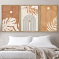 thumbnail image 5 of IDEA4WALL Framed Canvas Print Wall Art Set of 3 Mid-Century Tropical Monstera Leaf Illustrations Abstract Geometric Modern Art Boho Logic Wall Decorative Artwork for Room Decor - Natural 16"x24"x3, 5 of 5