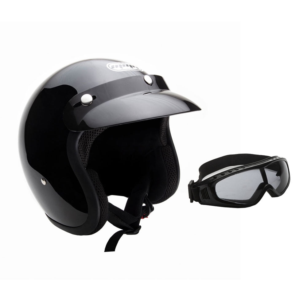 MMG Motorcycle Cruiser 3/4 Shell Open Face Helmet Snap-On Visor (MGAH24