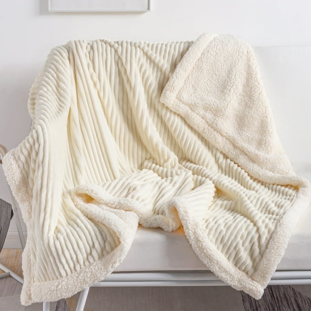 DISSA Sherpa Fleece Blanket Fuzzy Soft Throw Blanket Warm Cozy Blankets for Couch Sofa Bed(Pure
