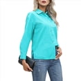 thumbnail image 2 of Camisas de Vestir de Larga con Botones para Mujer, Blusas de Oficina con Cuello Antiarrugas. Azul 5XL, 2 of 8