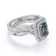 thumbnail image 3 of JeenMata Alejandrita y Moissanita Cultivadas en Laboratorio de 2 Quilates con Corte Esmeralda Diseño Eduardiano: Conjunto de Boda con Halo Doble Infinito: Baño de Oro Blanco de 18 K sobre Plata, 3 of 6