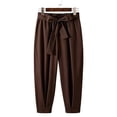 thumbnail image 7 of QIYAGBSA Men's Tie Waist Harem Pants Relaxed Drop Crotch Tapered Leg Casual Trousers with Side Pockets Streetwear Style (Brown, 3XL), 7 of 7