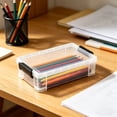 thumbnail image 7 of Stackable Clear Plastic Storage Boxes,8.85X2.75X5.5inch Latching Lid Document Organizer Containers, Transparent Desk Storage Bins with Clips, Multipurpose Boxes for Stationery, Office Supplies, 7 of 7