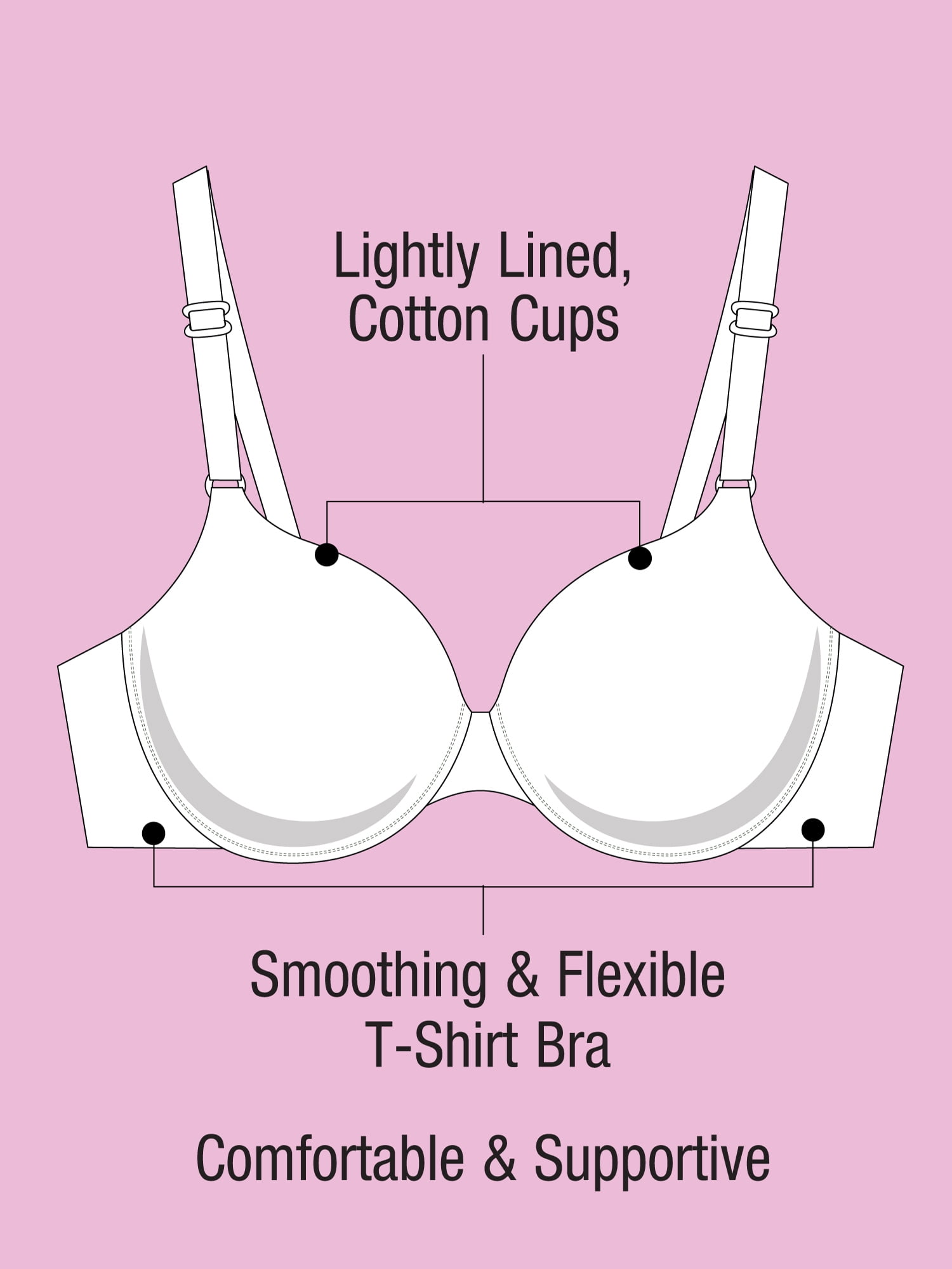 Fruit of the Loom T-Shirt Bra 2 Pack, Style FT938, Sizes M to XXL