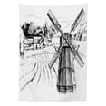 thumbnail image 3 of Ambesonne Landscape Tablecloth Rectangular Table Cover, Farm Town Houses Mill, 60"x84", Black White, 3 of 4