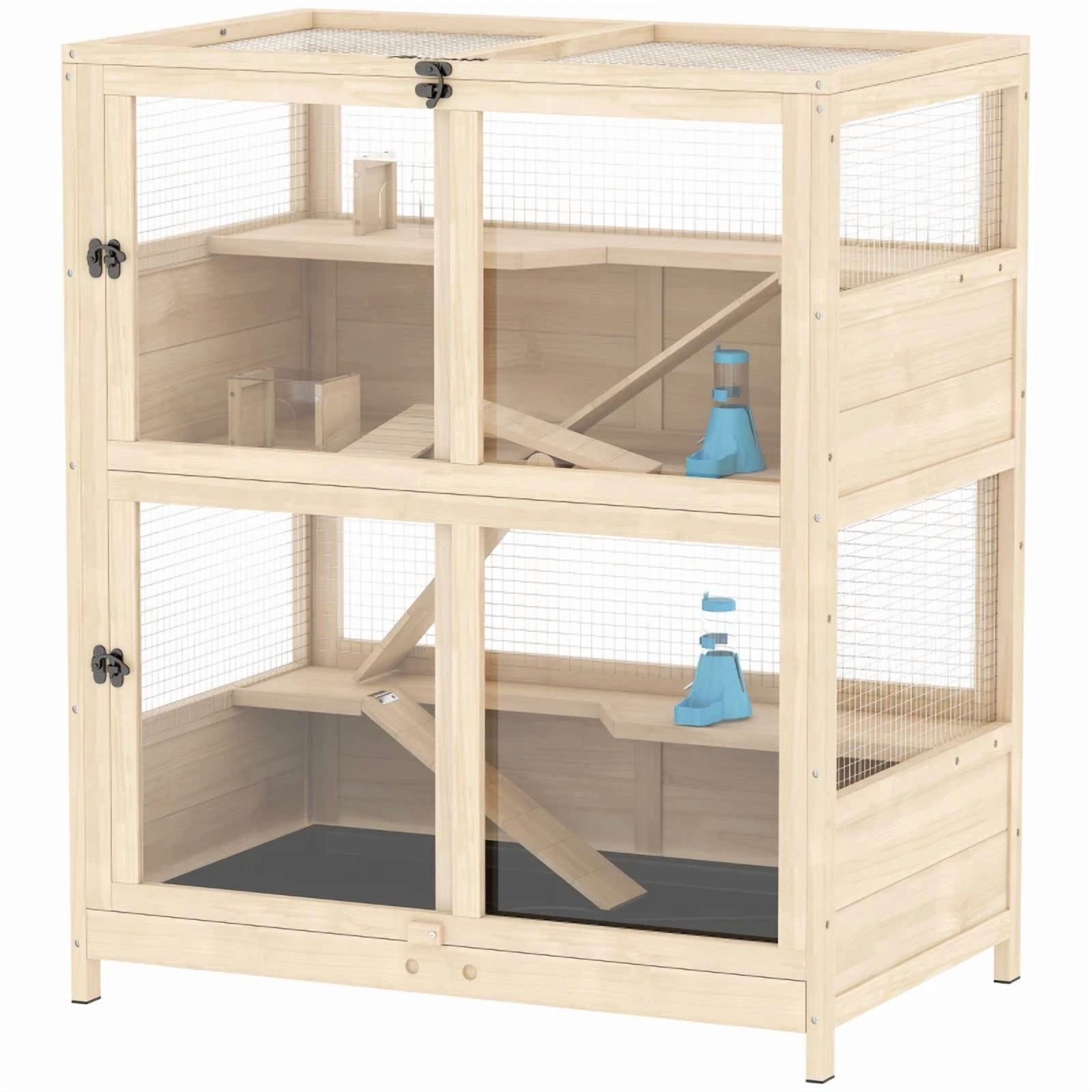 Spacious Small Animals Cage, Hamster Cage with Three Ramps, Pet Cage