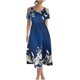 thumbnail image 2 of Puntoco Vestido De Manga Corta Con Cuello En V, Mujer Casual Estampado Plisado Cintura Sexy Tirantes Tirantes Azul Marino Xl, 2 of 6