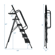 Step Ladder, Folding Step Stool with Wide Anti-Slip Pedal, Sturdy Steel Ladder, Convenient Handrail, Lightweight, Portable Steel Step Stool