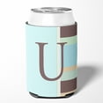 thumbnail image 2 of Letter U Initial Monogram - Blue Stripes Can or Bottle Beverage Insulator Hugger, 2 of 5