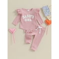thumbnail image 2 of Newborn Infant Baby Girl Clothes Daddys Girls Ribbed Knit Long Sleeve Romper Pants Fall Winter Clothes, 2 of 9