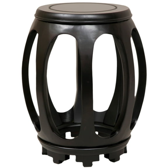 Fine Ming Design Carved Barrel Stool Stand - Dark Rosewood