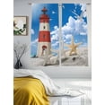 thumbnail image 3 of Sheer Curtains 63 Inches Long 2 Panels, Coastal Beach Lighthouse Blue Sky Rod Pocket Curtain Voile Draperies, Nature Sea Scenery Light Filtering Window Treatment for Living Room Kitchen Bedroom, 3 of 8