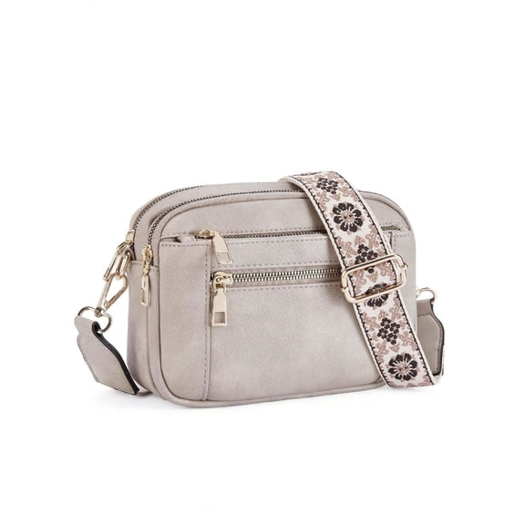 Women’s Vegan Leather Crossbody Bag with Adjustable Strap, Multi-Pocket Small Shoulder Purse, Lightweight Travel Wallet Bag for Everyday Use
