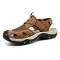 thumbnail image 2 of MGEZCOO Men’s Handmade Breathable PU Leather Sandals, Lightweight Casual Summer Shoes, 2 of 7