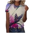 thumbnail image 1 of Birdeem T-Shirt Décontracté à Manches Courtes Imprimé Plissé Col Rond Ample pour Femmes, 1 of 1