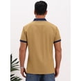 thumbnail image 3 of DARING DIVA Men's Short Sleeve Western Retro Stretch Color-Block Polo Shirts L Khaki, 3 of 7