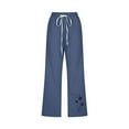 thumbnail image 3 of Deals 2024 Summer Cotton Linen Capri Trousers for Women Drawstring Dandelion Printed Pants Plus Size Solid Color Casual Pants with Pockets, 3 of 3