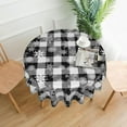 thumbnail image 2 of Christmas Black And White Buffalo Check Snowflake Snowy Plaid Waterproof Picnic Patio Party Round Table Cloth Cover Fabric 60 Inch Circular Tablecloth For 20-47 Inch Home Dining Room Kitchen, 2 of 6
