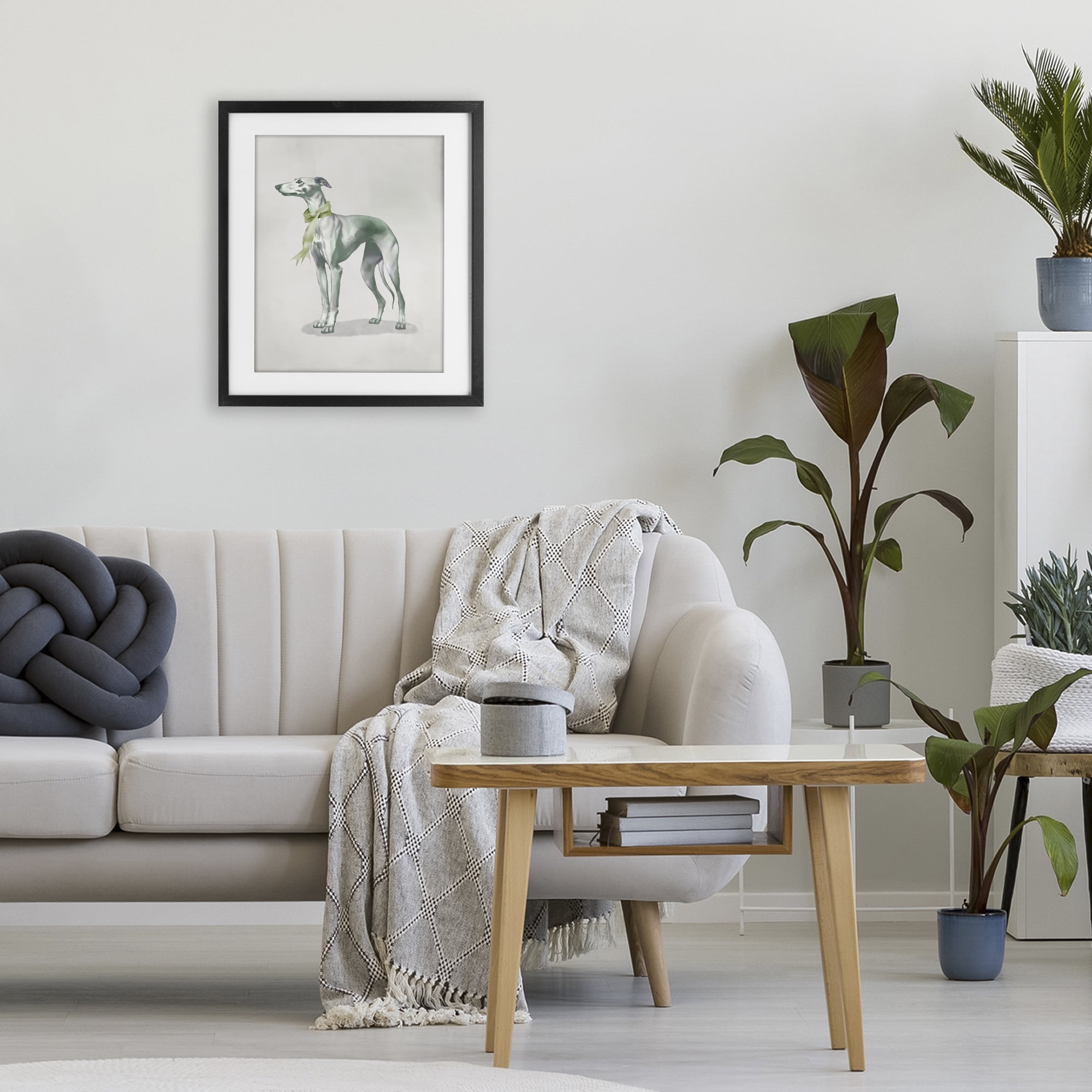 Stupell Industries Graceful Dog & Ribbon Black Framed Print Under Glass, design by Elizabeth Medley