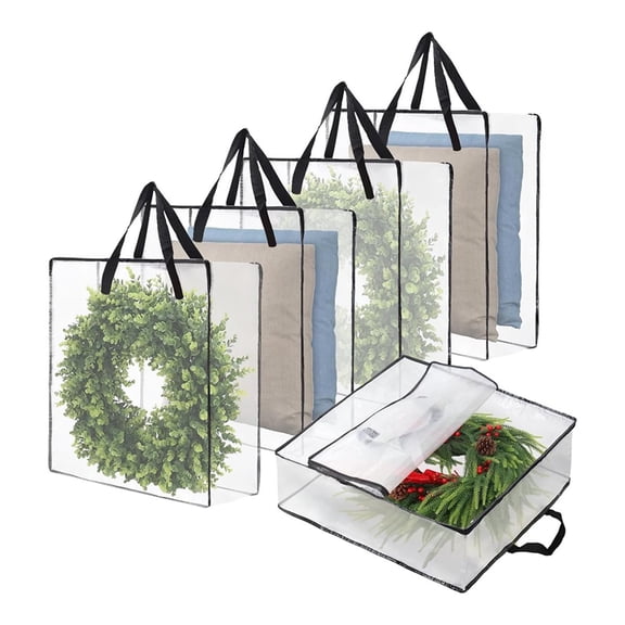 Wreath Storage Bag 5 Packs, 26 Inches 90 L Wreath Storage Container for Home Storage, Storage Bag for Christmas Wreath