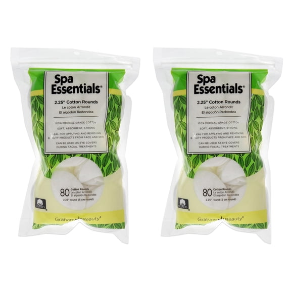 Discos de algodón de 2,25 mm de Spa Essentials para mujeres, 80 unidades, paquete de 2