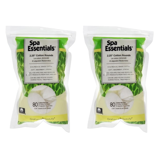 Discos de algodón de 2,25 mm de Spa Essentials para mujeres, 80 unidades, paquete de 2