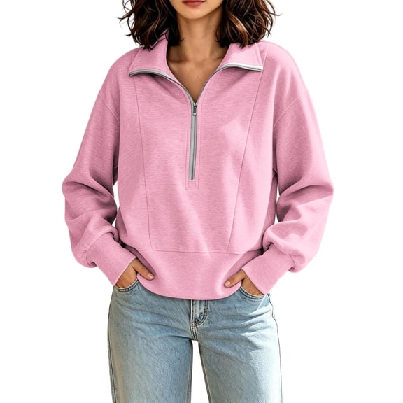 AloohaidyvioNo Boundaries Womens Half Zip Sweatshirt Soft Fleece Lined Long Sleeve Pullover, Fall Loose Casual Workout Lounge Quarter Zip Tops