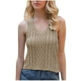 thumbnail image 2 of Frostluinai Women's Cable Knit Tank Tops Sleeveless V Neck Y2K Crop Tops Solid Color Slim Fit Tanks Lightweight Summer Tanks Casual Tanks, 2 of 3