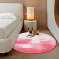 thumbnail image 2 of Round Rugs 7Ft, Pink Round Area Rug Washable Indoor Throw Carpet, Modern White Oil Painting Art Abstract Large Non Slip Circle Rug for Dining Room Playroom Home Decor Aesthetic, 2 of 8