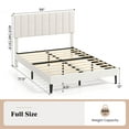 thumbnail image 3 of Costway Full Size Velvet Bed Frame with Height Adjustable Vertical Channel Headboard, Beige, 3 of 11