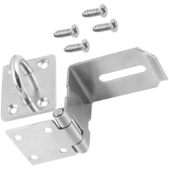 HAMPPLIES Stainless Steel Hasp Lock Padlock Door Locking Anti Theft Silver 1Pack
