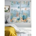 thumbnail image 3 of Blue Coastal Sheer Curtains 63 Inch Length 2 Panels Set Window Treatments, Summer Beach Starfish Shell Coral Nautical Rod Pocket Semi Curtains for Living Room/Bedroom/Kitchen Décor, 104"W x 63"L, 3 of 7