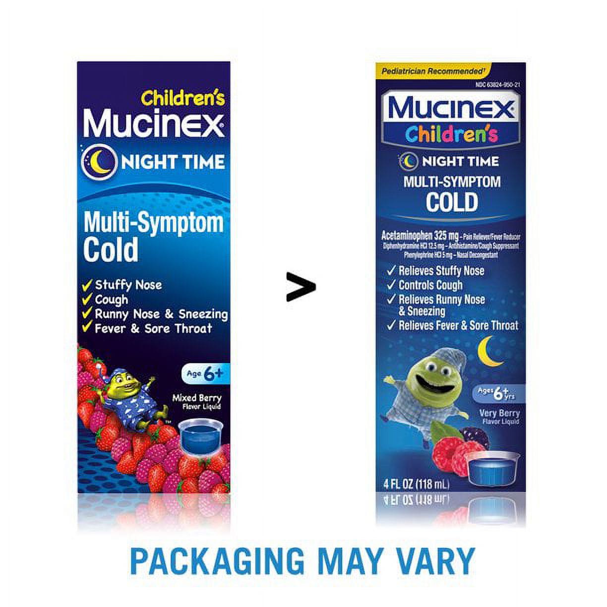 Mucinex Children's Multi-Symptom, Night Time Cold Liquid, Mixed Berry 4 oz (Pack of 2) - image 3 of 6