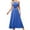Blue, variant on IROINNID Women's Sleeveless Solid Color A-Line Dress Fashion Casual One Neck Backless Belt Long Dress One-Shoulder Full-Length Dress