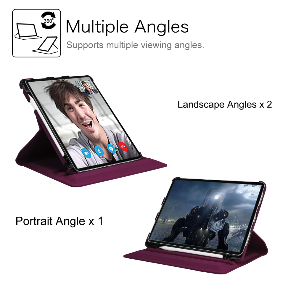 Fintie for iPad Pro 11 Inch 2018 - 360 Degree Rotating Stand Case Cover with Built-in Apple Pencil Holder, Purple