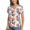 thumbnail image 2 of Xecao Koi Fish And Corals for Women's V-Neck T-Shirts-Elegant Half-Sleeve Tops Perfect for Summer-Large, 2 of 5