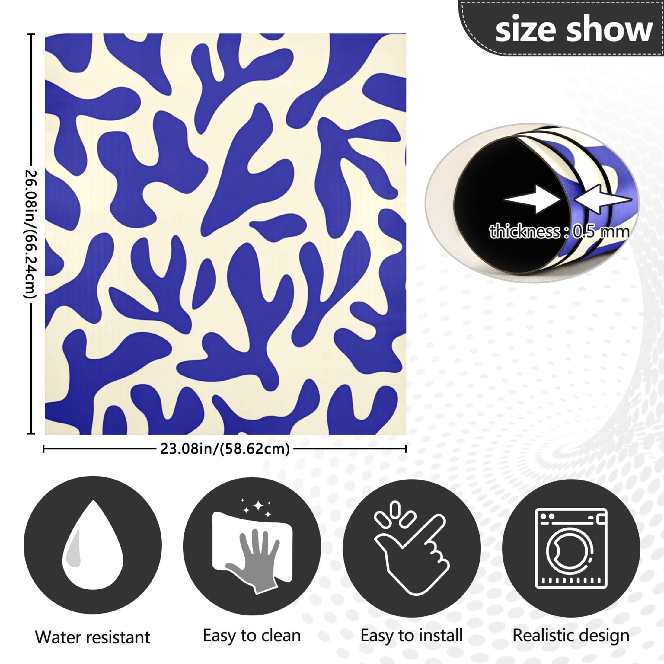Dishwasher Magnetic Sticker 23x26 Inch Refrigerator Magnetic Sticker Washing Machine Magnetic Sticker Kitchen Panel Magnetic Sticker Home Decor Beautiful Blue Pattern