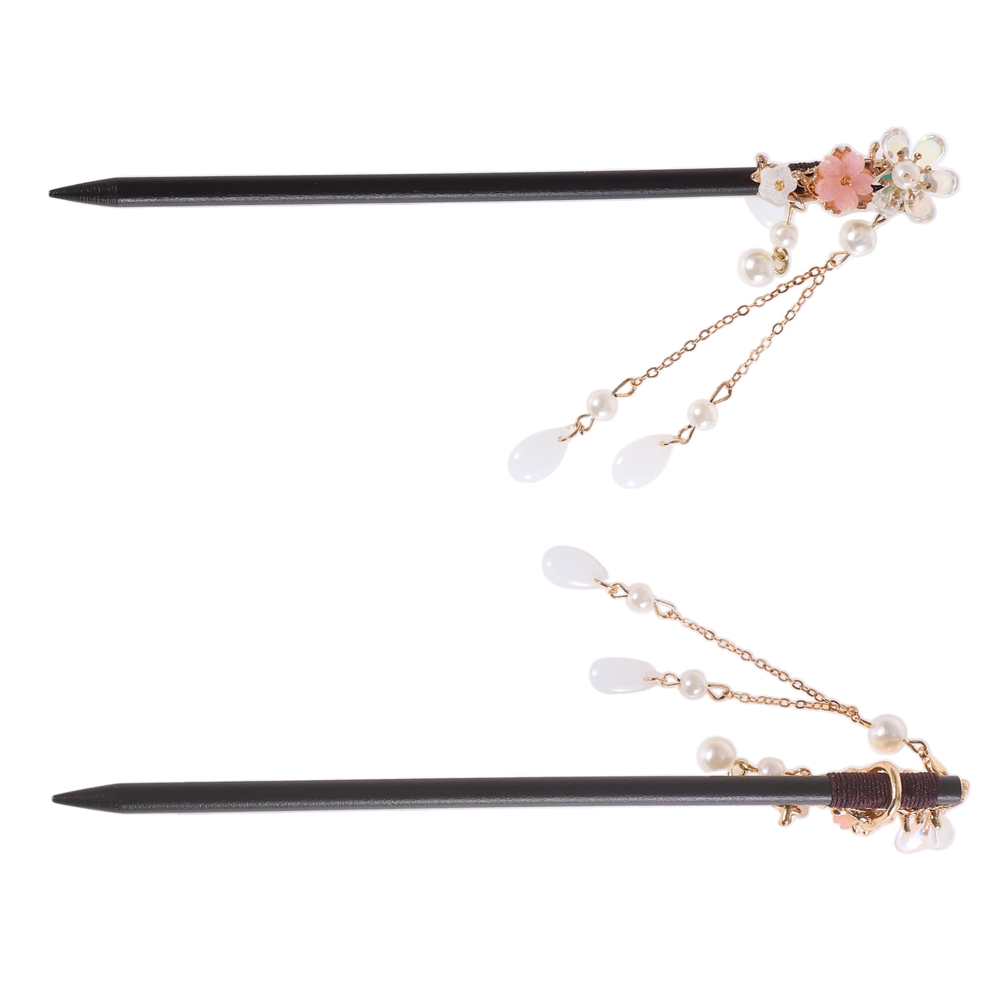 Unique Bargains Three-petal Flower Hair Chopstick for Women 1 Pc Black, Pink, White