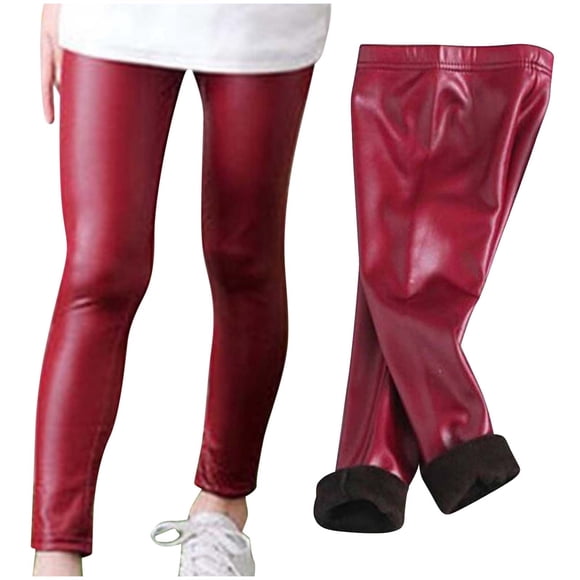 LSLJS Girls Winter Warm Leggings Elastic Fleece Lined Thick Tights Full Length Stretchy Pants Casual Plush Leggings