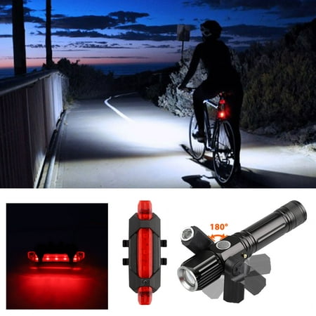 Ultra Bright USB Rechargeable Bike Light Set, 500 Lumens Bicycle Headlight Free Tail Light Waterproof, LED Front and Back Rear Lights Easy to Install for Road Cycling Safety (Best 500 Lumen Bike Light)