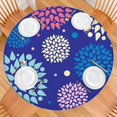 thumbnail image 2 of Boho Floral Elasticized Tablecloth for Round Tables, Fitted Design 52-56 Inch Diameter, Vibrant Table Cover for Dining, 2 of 7